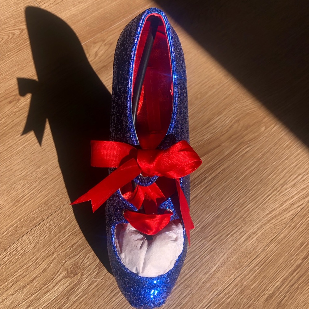 Gorgeous Blue Glitter Bordello Platform Heels